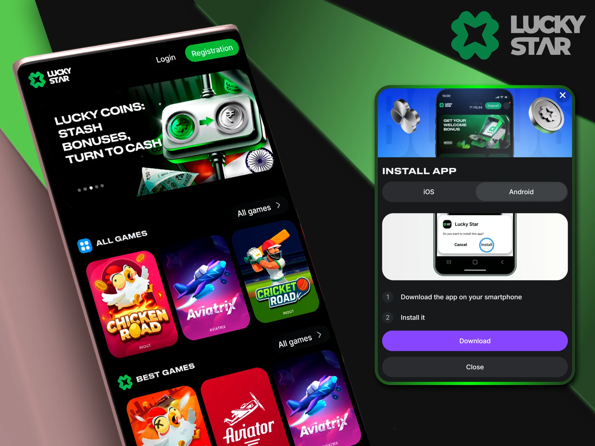 The LuckyStar app is available for other smartphones.