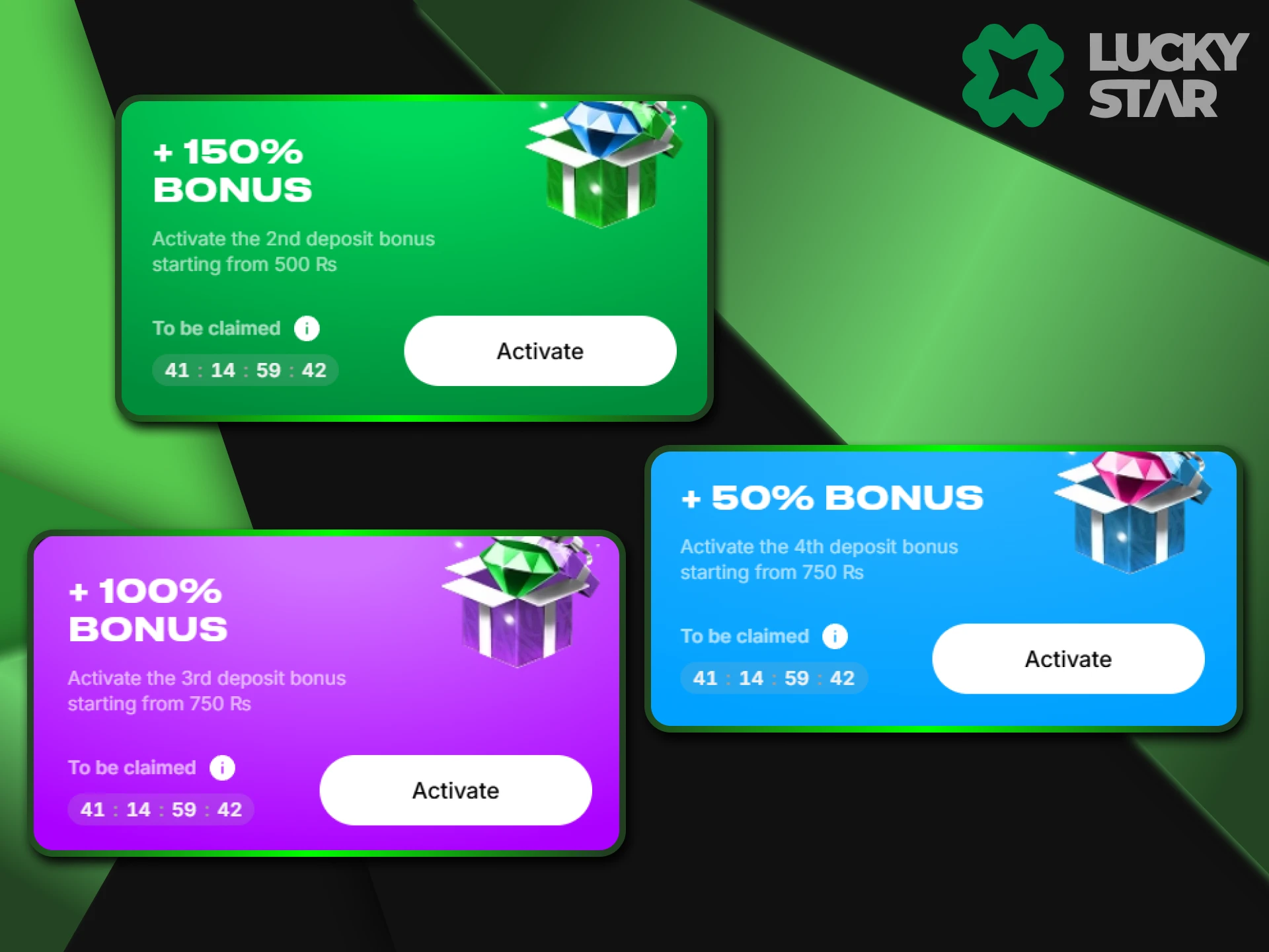 After your first deposit, you can expect repeat bonuses from LuckyStar.