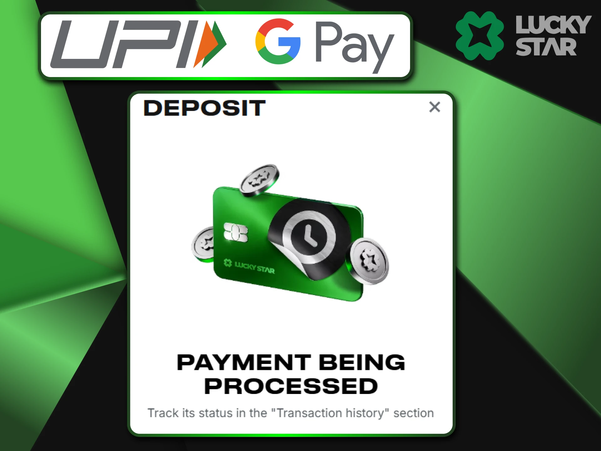 Complete your payment via Google Pay for the LuckyStar website.