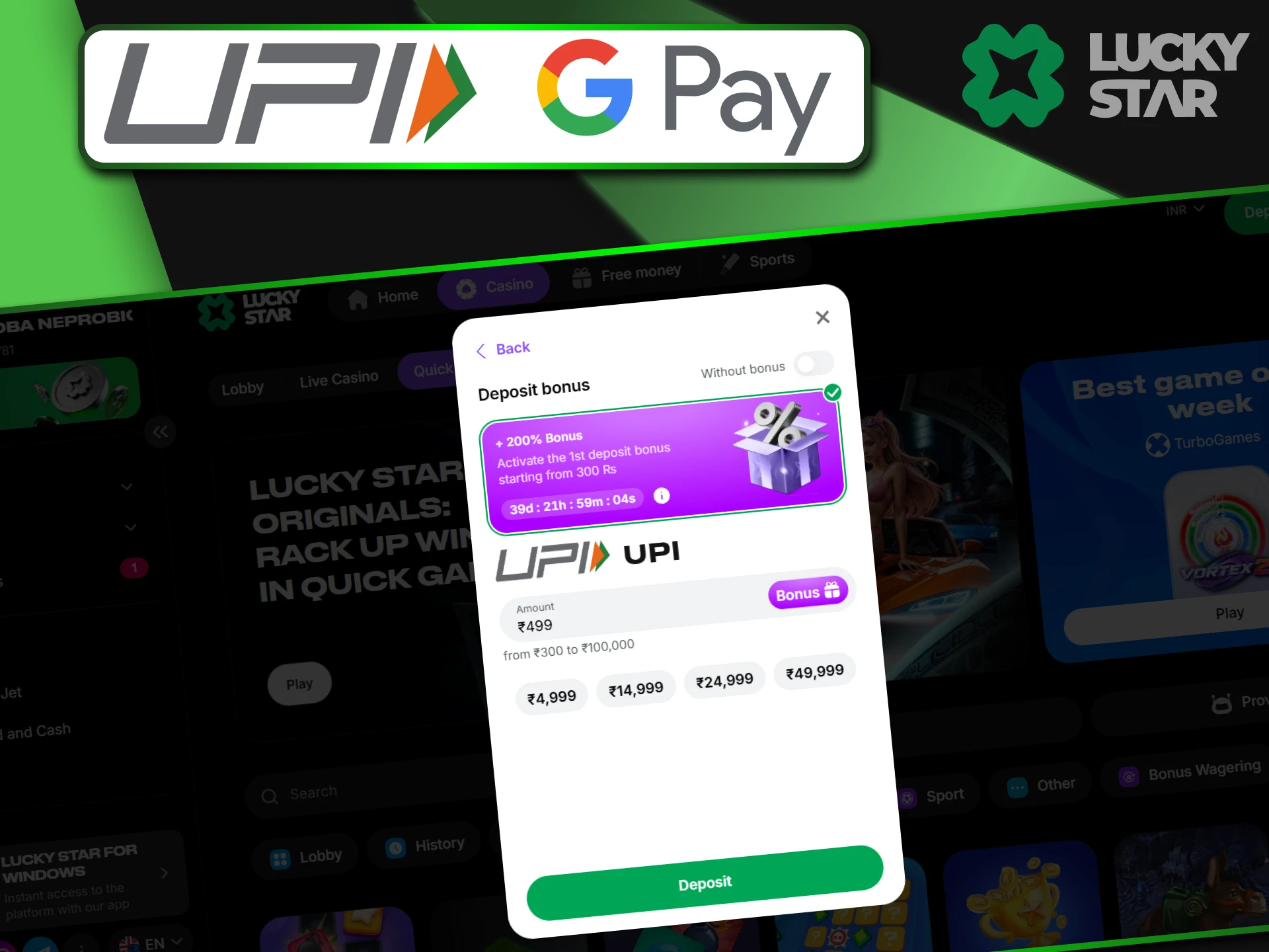 Transaction security is guaranteed by the Google Pay service on the LuckyStar website.