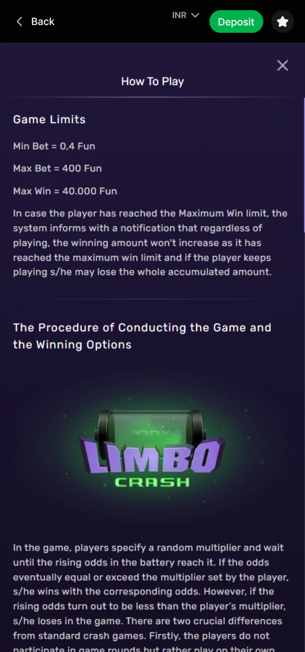 You can find out how to play Limbo in the game on LuckyStar.