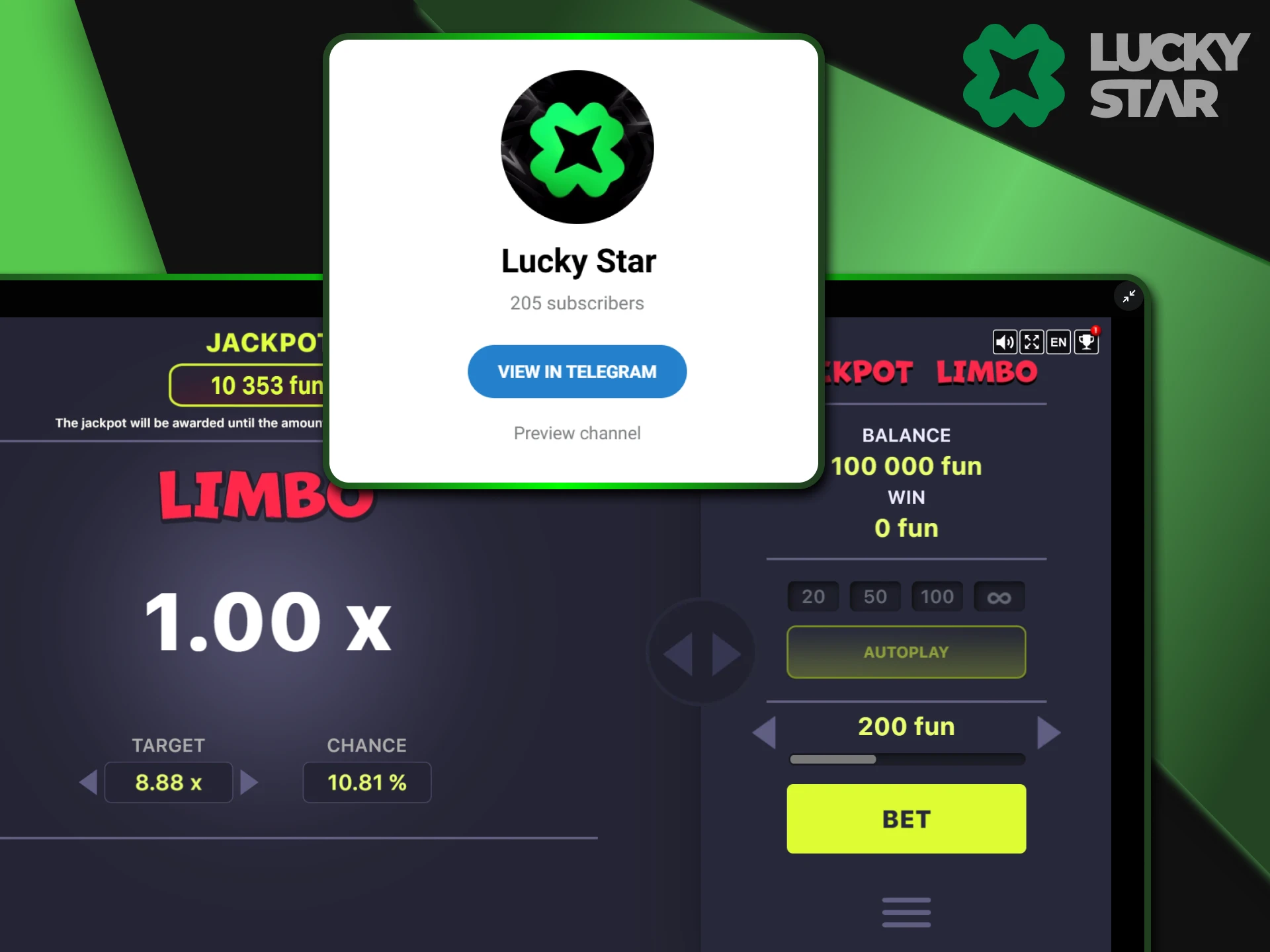 You can use your own scripts for the Limbo game on LuckyStar.