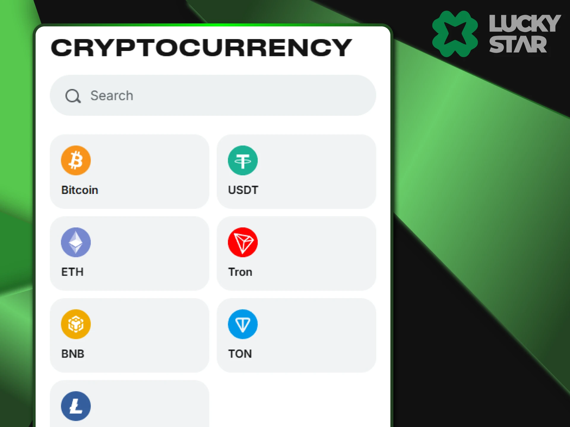 Cryptocurrency can be purchased on the LuckyStar website.
