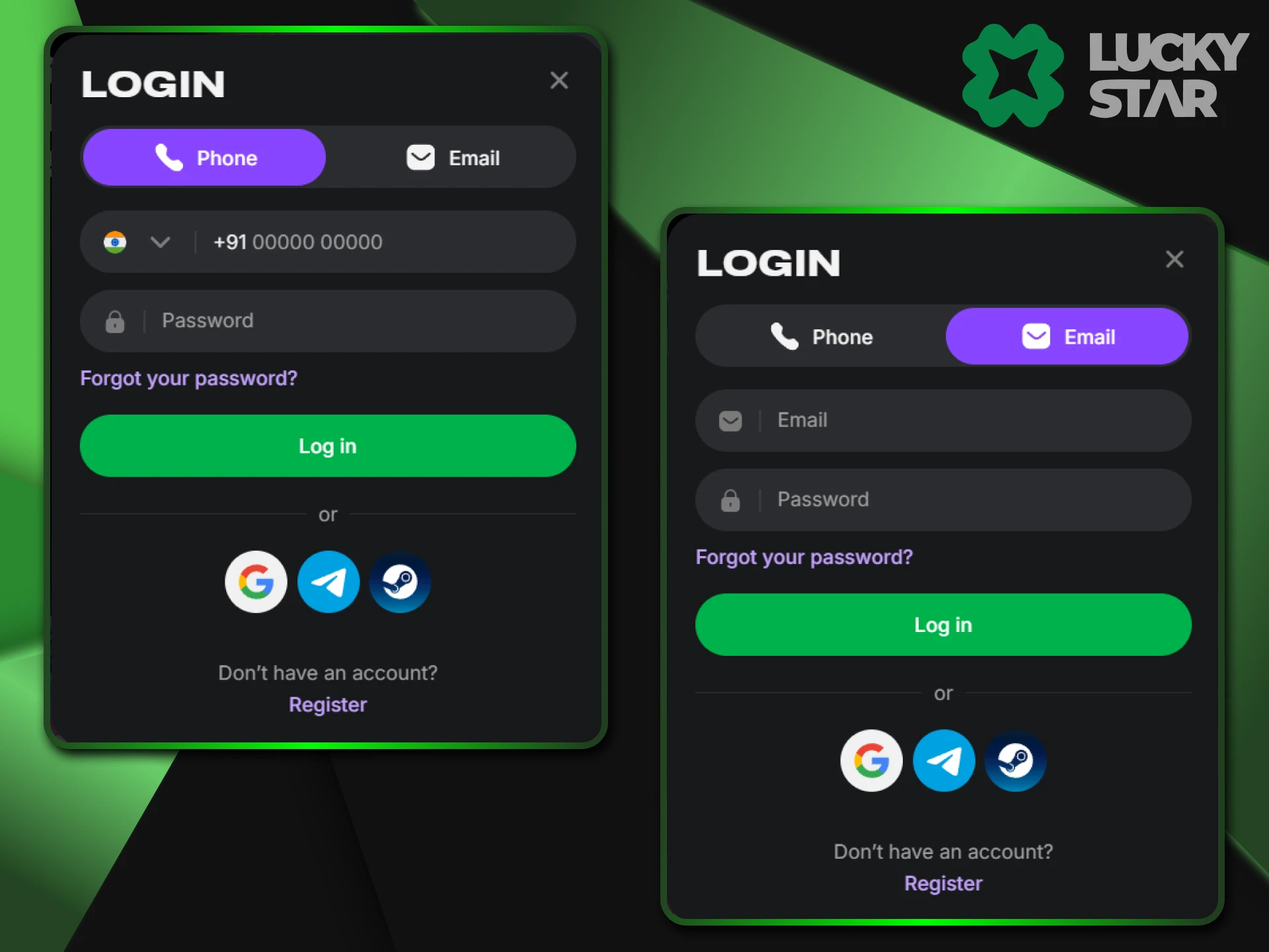 Logging in to your account will allow you to set up dual-card authentication to protect your LuckyStar account.