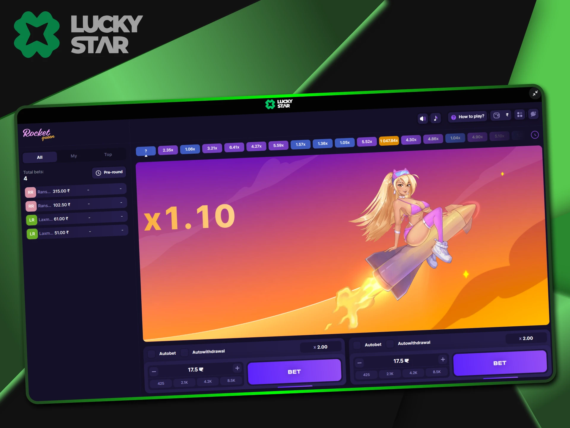 Rocket Queen will give you new emotions in the LuckyStar casino.