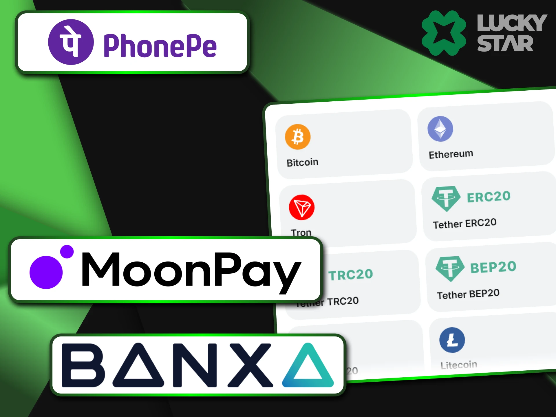 PhonePe offers the option to buy cryptocurrency on the LuckyStar website.