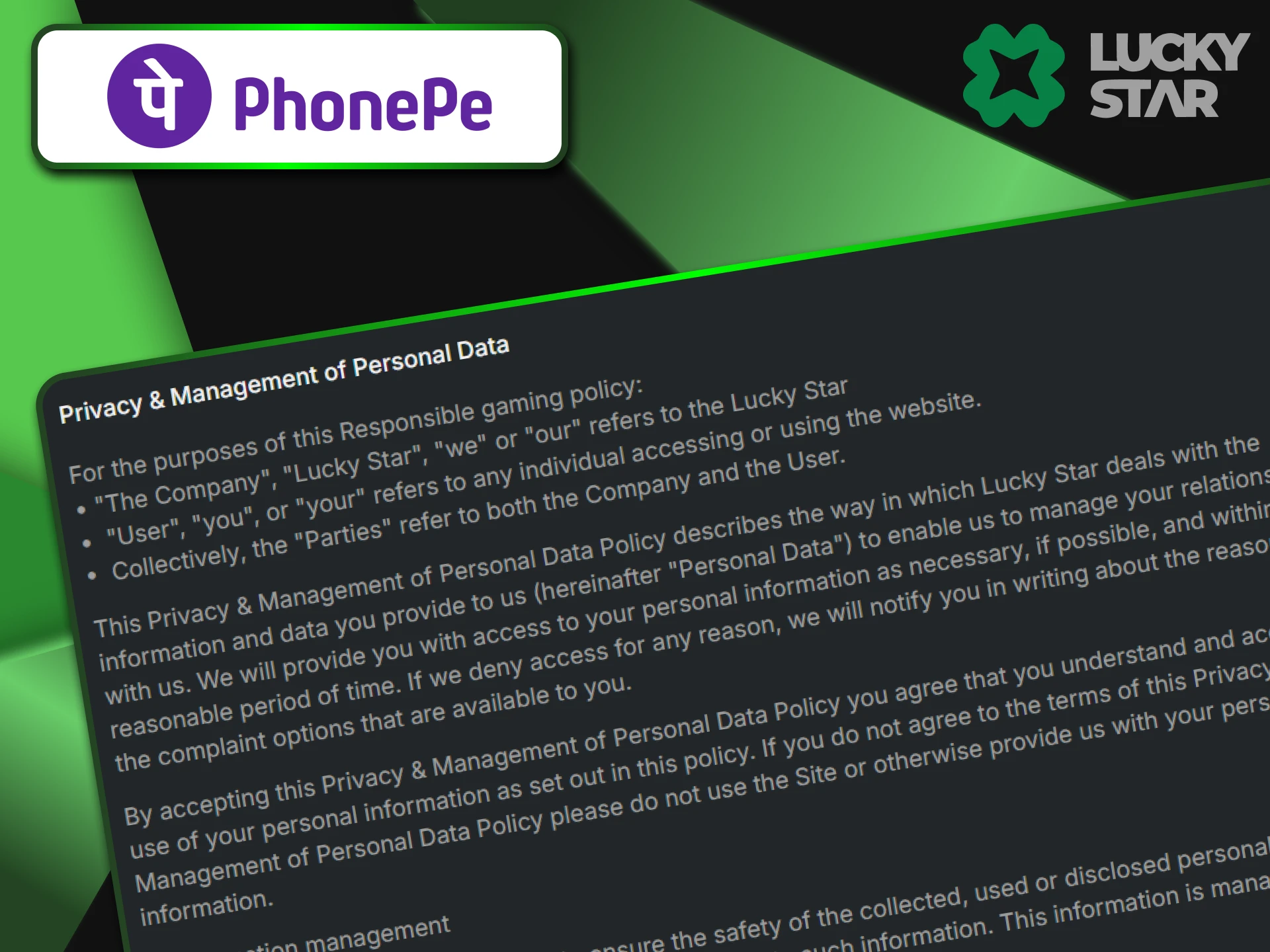 LuckyStar has implemented special protection for transactions via PhonePe.