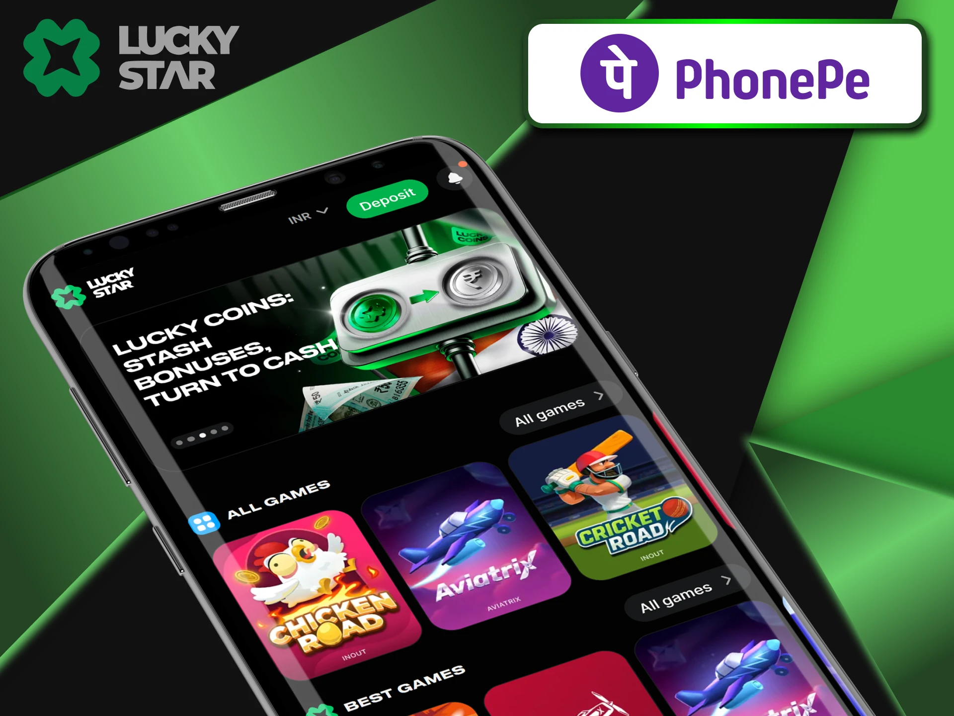Keep the LuckyStar app open when transacting via PhonePe.