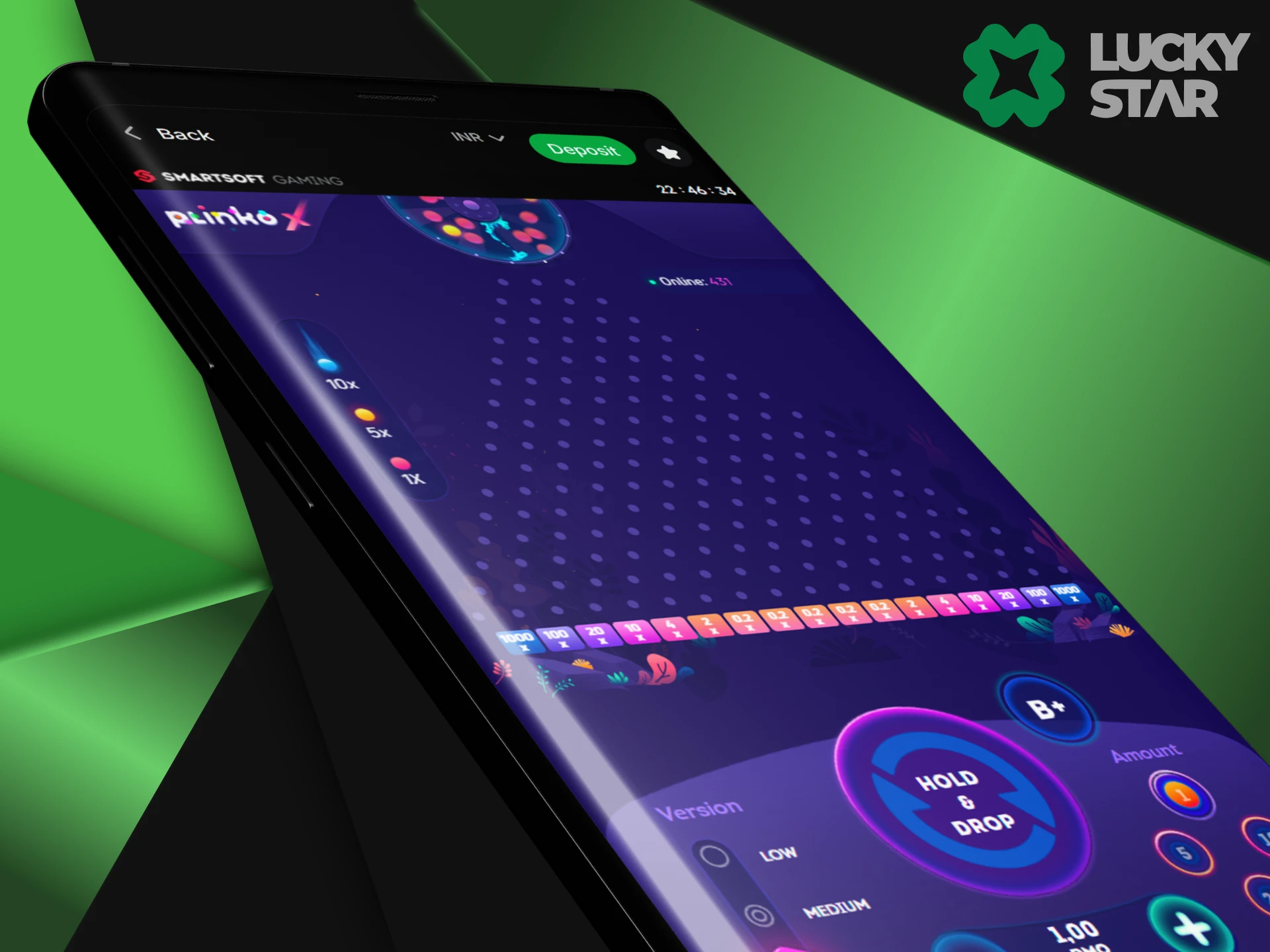 Use the LuckyStar app to play Plinko.