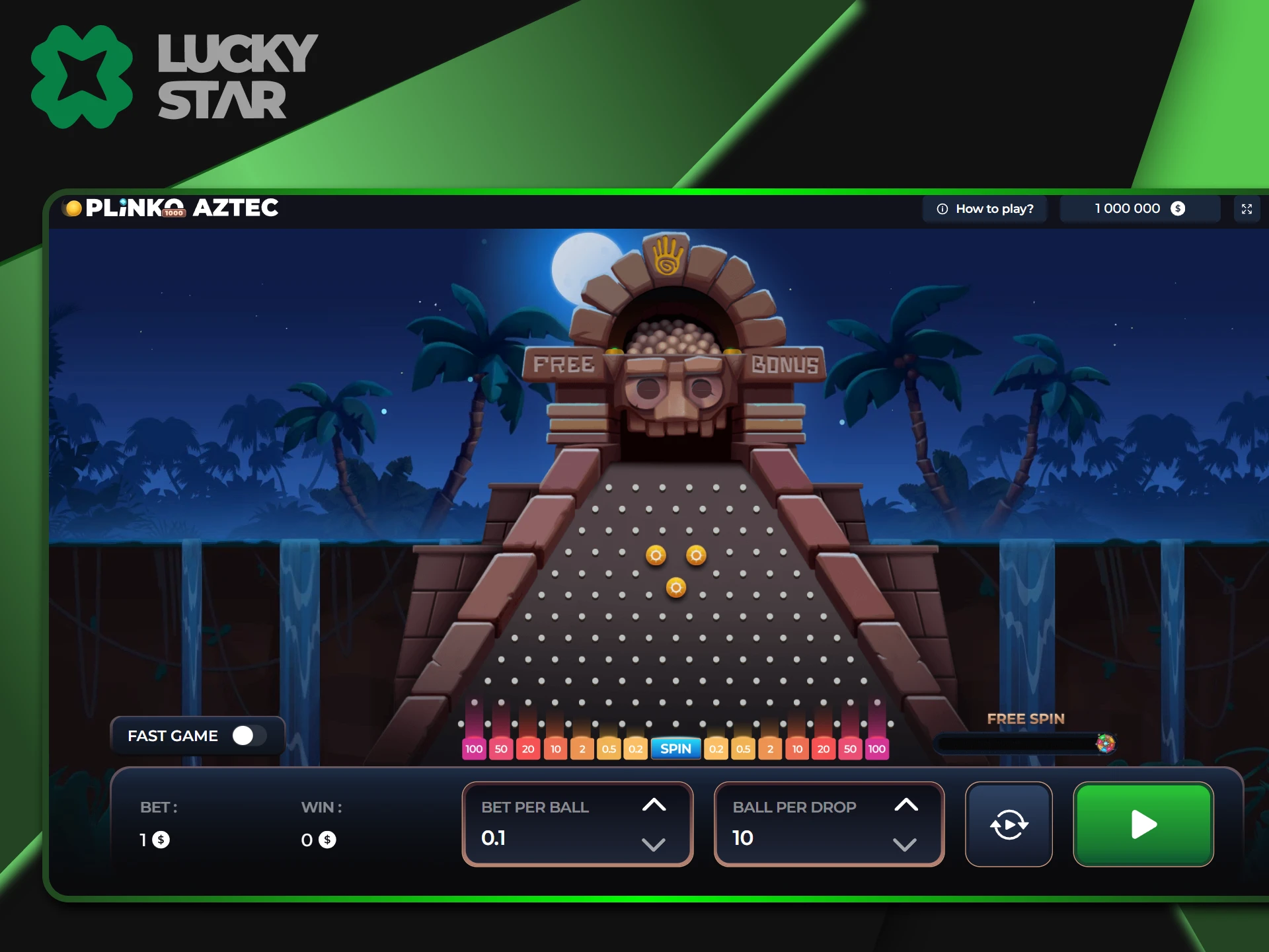 The demo version will help you gain skills in the Plinko game without losing money from LuckyStar.