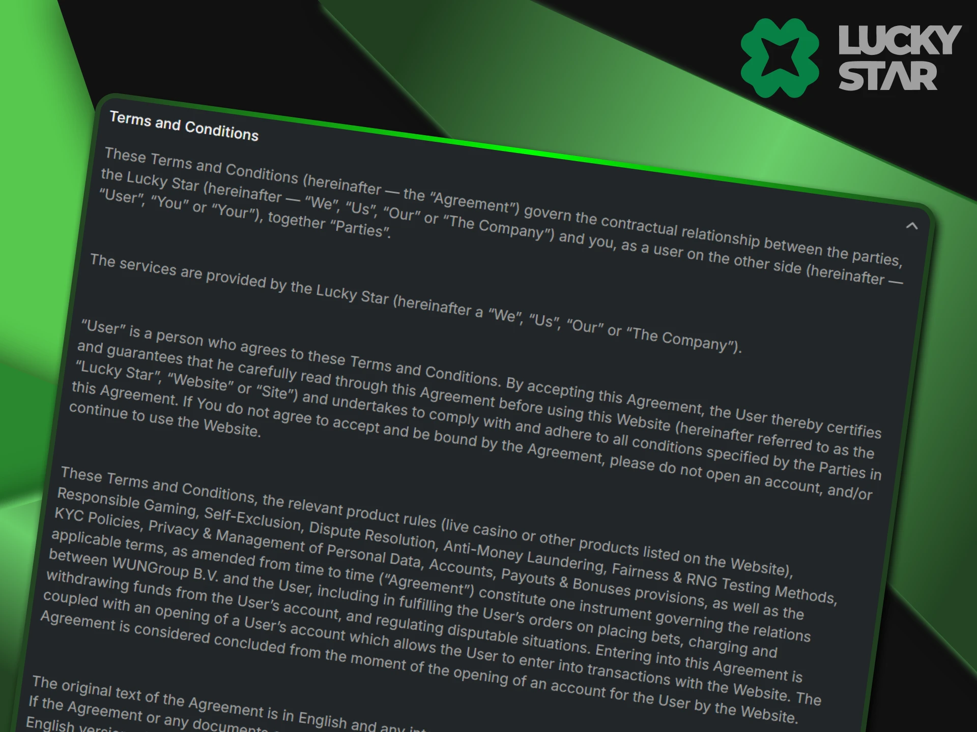 There are certain conditions that users must meet when registering on LuckyStar.